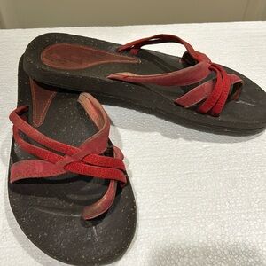 The North Face womens flip flop crisscross suede canvas straps sandals size 8